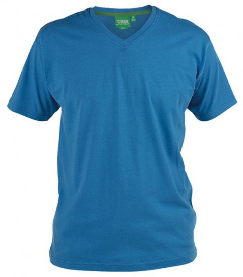 D555 Signature V-ringad T-shirt Blå - T-shirts - Stora T-shirts - 2XL-14XL