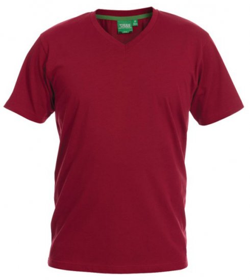 D555 Signature V-ringad T-shirt Röd - T-shirts - Stora T-shirts - 2XL-14XL