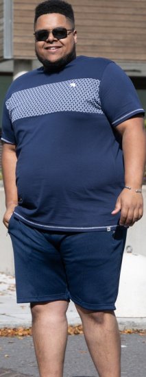 D555 Swansea Cut And Sew Crew Neck T-Shirt Navy - T-shirts - Stora T-shirts - 2XL-14XL