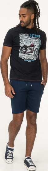 D555 Knowle Detroit Motor Bike Printed Crew Neck T-Shirt Navy - T-shirts - Stora T-shirts - 2XL-14XL