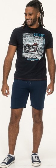 D555 Knowle Detroit Motor Bike Printed Crew Neck T-Shirt Navy - T-shirts - Stora T-shirts - 2XL-14XL