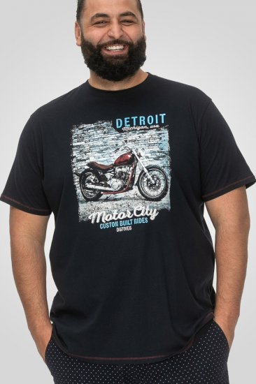 D555 Knowle Detroit Motor Bike Printed Crew Neck T-Shirt Navy - T-shirts - Stora T-shirts - 2XL-14XL