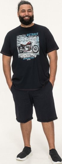 D555 Knowle Detroit Motor Bike Printed Crew Neck T-Shirt Navy - T-shirts - Stora T-shirts - 2XL-14XL