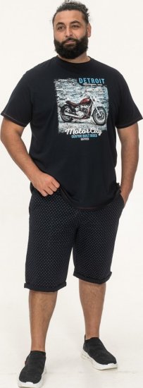 D555 Knowle Detroit Motor Bike Printed Crew Neck T-Shirt Navy - T-shirts - Stora T-shirts - 2XL-14XL