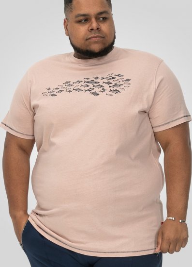 D555 Bournemouth Shoal Of Fish Printed Crew Neck T-Shirt Pink - T-shirts - Stora T-shirts - 2XL-14XL
