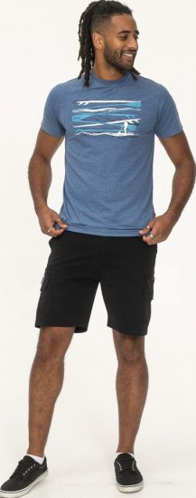 D555 Cardiff Surfer And Waves Printed Crew Neck T-shirt Denim Marl - T-shirts - Stora T-shirts - 2XL-14XL