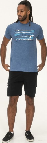 D555 Cardiff Surfer And Waves Printed Crew Neck T-shirt Denim Marl - T-shirts - Stora T-shirts - 2XL-14XL