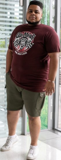 D555 Loughborough Official Gas Monkey Crew Neck T-Shirt Burgundy Black Twist - T-shirts - Stora T-shirts - 2XL-14XL