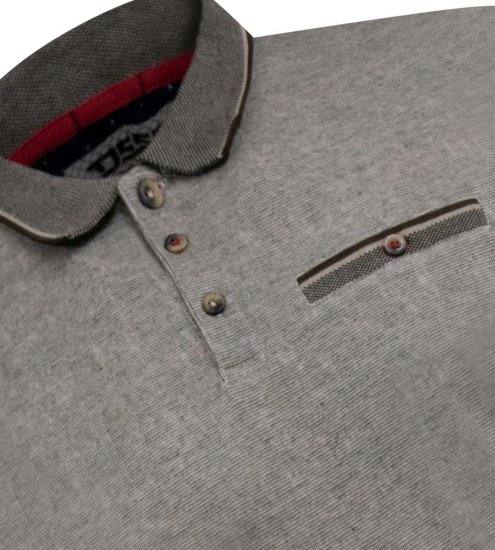 D555 Holyhead Texturerad Piké med Bröstficka Grå - Pikétröjor - Stora pikétröjor - 2XL-8XL