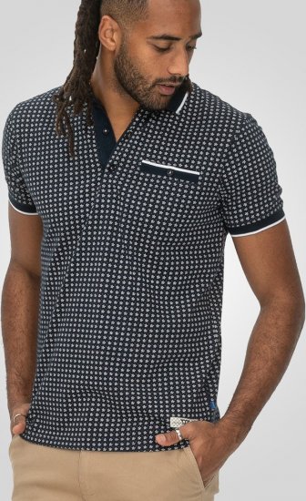 D555 Coventry AOP Polo Shirt Jacquard Collar & Ribbed Cuffs Navy - Pikétröjor - Stora pikétröjor - 2XL-8XL