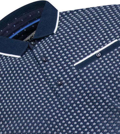 D555 Coventry AOP Polo Shirt Jacquard Collar & Ribbed Cuffs Navy - Pikétröjor - Stora pikétröjor - 2XL-8XL