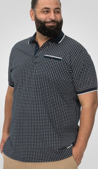 D555 Coventry AOP Polo Shirt Jacquard Collar & Ribbed Cuffs Navy - Pikétröjor - Stora pikétröjor - 2XL-8XL