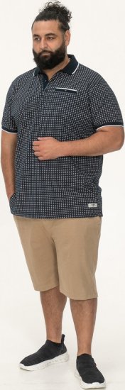 D555 Coventry AOP Polo Shirt Jacquard Collar & Ribbed Cuffs Navy - Pikétröjor - Stora pikétröjor - 2XL-8XL
