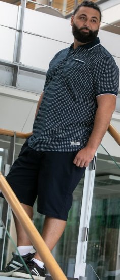 D555 Coventry AOP Polo Shirt Jacquard Collar & Ribbed Cuffs Navy - Pikétröjor - Stora pikétröjor - 2XL-8XL