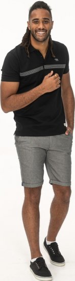 D555 Stafford Cut And Sew Embroidery Stripe Short Sleeve Polo Black - Pikétröjor - Stora pikétröjor - 2XL-8XL