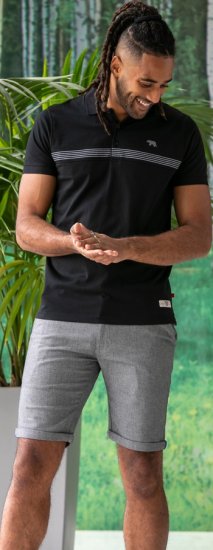 D555 Stafford Cut And Sew Embroidery Stripe Short Sleeve Polo Black - Pikétröjor - Stora pikétröjor - 2XL-8XL