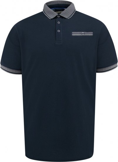 D555 Ilkeston Jacquard Collar & Cuff Short Sleeve Pique Polo Navy - Pikétröjor - Stora pikétröjor - 2XL-8XL