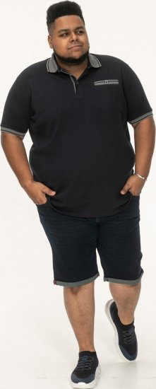 D555 Ilkeston Jacquard Collar & Cuff Short Sleeve Pique Polo Navy - Pikétröjor - Stora pikétröjor - 2XL-8XL