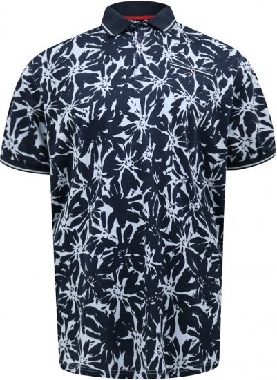 D555 Halifax AOP Hawaiian Print Short Sleeve Polo Blue - T-shirts - Stora T-shirts - 2XL-14XL