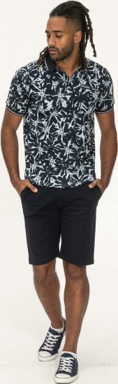 D555 Halifax AOP Hawaiian Print Short Sleeve Polo Blue - T-shirts - Stora T-shirts - 2XL-14XL