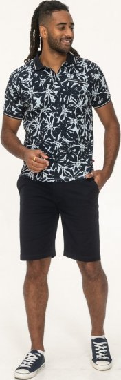 D555 Halifax AOP Hawaiian Print Short Sleeve Polo Blue - T-shirts - Stora T-shirts - 2XL-14XL