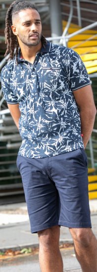 D555 Halifax AOP Hawaiian Print Short Sleeve Polo Blue - T-shirts - Stora T-shirts - 2XL-14XL