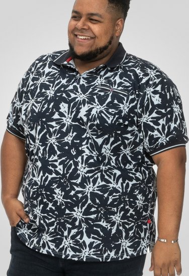 D555 Halifax AOP Hawaiian Print Short Sleeve Polo Blue - T-shirts - Stora T-shirts - 2XL-14XL