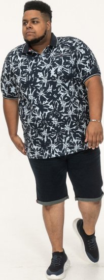 D555 Halifax AOP Hawaiian Print Short Sleeve Polo Blue - T-shirts - Stora T-shirts - 2XL-14XL