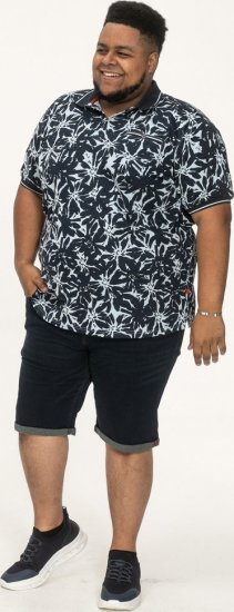 D555 Halifax AOP Hawaiian Print Short Sleeve Polo Blue - T-shirts - Stora T-shirts - 2XL-14XL