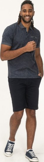 D555 Uttoxeter AOP Leaf Print Short Sleeve Polo Denim - Pikétröjor - Stora pikétröjor - 2XL-8XL