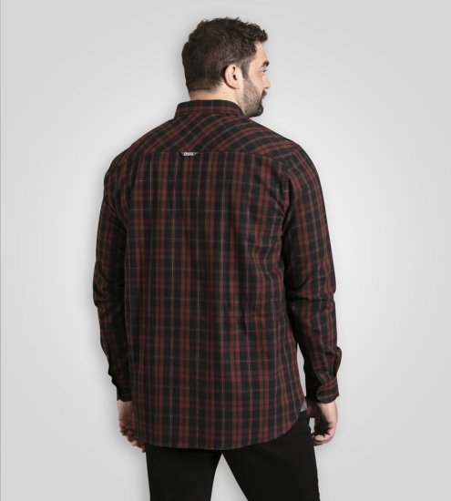 D555 Horsham Long Sleeve Shirt with Chest Pocket Burgundy/Black Check - Skjortor - Stora skjortor - 2XL-8XL