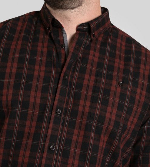 D555 Horsham Long Sleeve Shirt with Chest Pocket Burgundy/Black Check - Skjortor - Stora skjortor - 2XL-8XL