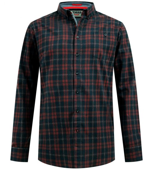 D555 Horsham Long Sleeve Shirt with Chest Pocket Burgundy/Black Check - Skjortor - Stora skjortor - 2XL-8XL