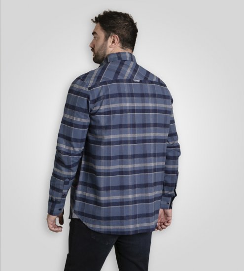 D555 Shrewsbury Long Sleeve with Chest Pocket Blue/Navy Check - Skjortor - Stora skjortor - 2XL-8XL