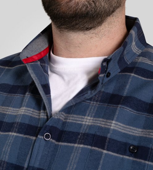 D555 Shrewsbury Long Sleeve with Chest Pocket Blue/Navy Check - Skjortor - Stora skjortor - 2XL-8XL