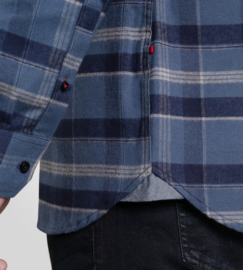 D555 Shrewsbury Long Sleeve with Chest Pocket Blue/Navy Check - Skjortor - Stora skjortor - 2XL-8XL