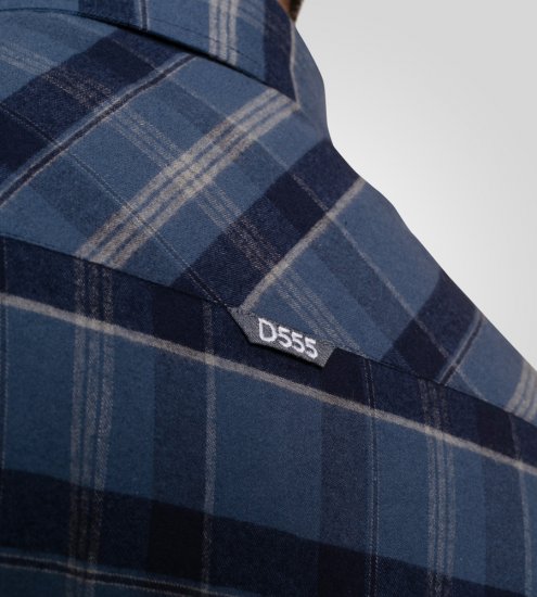 D555 Shrewsbury Long Sleeve with Chest Pocket Blue/Navy Check - Skjortor - Stora skjortor - 2XL-8XL