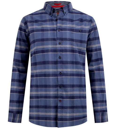 D555 Shrewsbury Long Sleeve with Chest Pocket Blue/Navy Check - Skjortor - Stora skjortor - 2XL-8XL