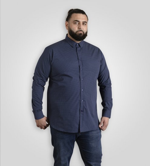 D555 Middlesbrough Long Sleeve AOP Micro Blue Shirt Navy - Skjortor - Stora skjortor - 2XL-8XL