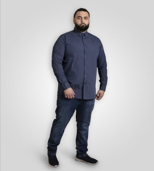 D555 Middlesbrough Long Sleeve AOP Micro Blue Shirt Navy TALL SIZE - Skjortor - Stora skjortor - 2XL-8XL