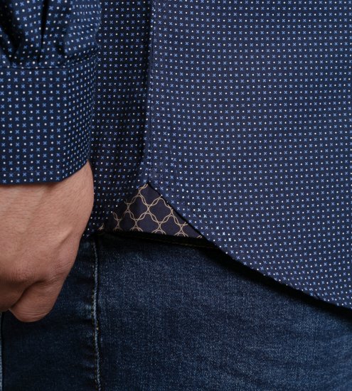 D555 Middlesbrough Long Sleeve AOP Micro Blue Shirt Navy TALL SIZE - Skjortor - Stora skjortor - 2XL-8XL