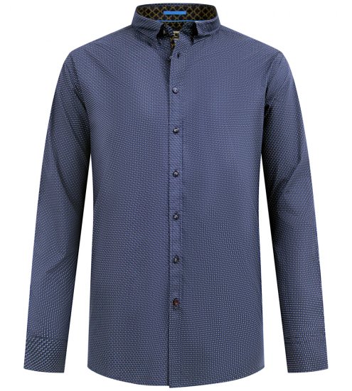 D555 Middlesbrough Long Sleeve AOP Micro Blue Shirt Navy TALL SIZE - Skjortor - Stora skjortor - 2XL-8XL
