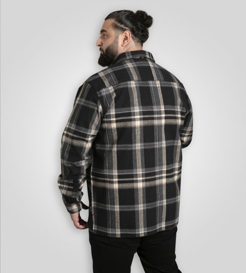 D555 Falkirk Long Sleeve Heavy Shacket Overshirt Black/Grey TALL SIZES - Skjortor - Stora skjortor - 2XL-8XL