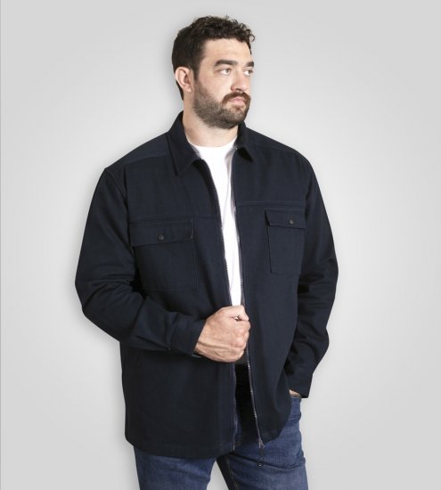 D555 Cleveley Long Sleeve Heavy Shacket Overshirt Navy - Skjortor - Stora skjortor - 2XL-8XL