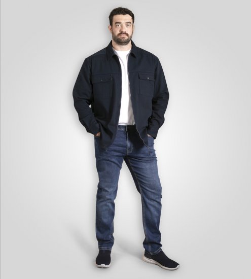D555 Cleveley Long Sleeve Heavy Shacket Overshirt Navy - Skjortor - Stora skjortor - 2XL-8XL