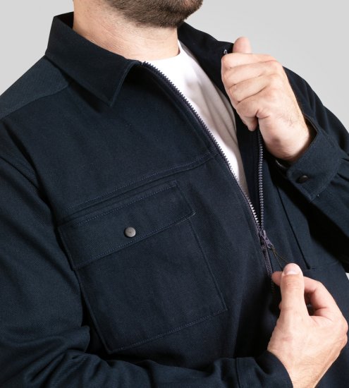 D555 Cleveley Long Sleeve Heavy Shacket Overshirt Navy - Skjortor - Stora skjortor - 2XL-8XL