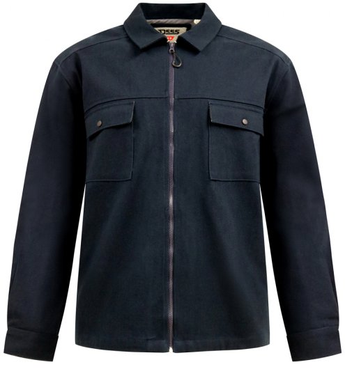 D555 Cleveley Long Sleeve Heavy Shacket Overshirt Navy - Skjortor - Stora skjortor - 2XL-8XL