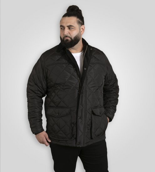 D555 Harborough Quilted Jacket with Corduroy Collar Black - Jackor - Stora jackor - 2XL-12XL