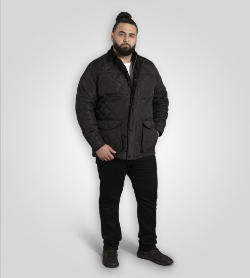 D555 Harborough Quilted Jacket with Corduroy Collar Black - Jackor - Stora jackor - 2XL-12XL