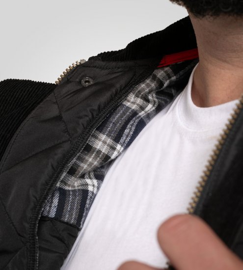 D555 Harborough Quilted Jacket with Corduroy Collar Black - Jackor - Stora jackor - 2XL-12XL